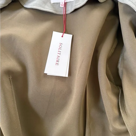 Anthropologie Solitaire Green Faux Suede Trench Coat Size Small - Picture 4 of 4